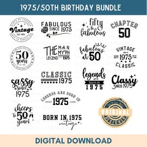 1975 50. Geburtstag SVG png Bundle 50.Geburtstag Geschenk Frauen 50. Geburtstag T Shirt Männer 50.Geburtstag Geschenk für Männer 50.Geburtstag Shirt