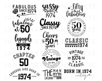 50th 1974 Birthday SVG PNG Bundle PNG 50th Birthday Gift women 50th birthday t shirt men 50th birthday gift for men