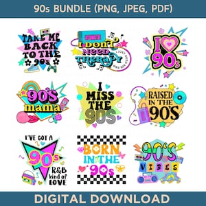 Pacote png dos anos 90 Designs de sublimação dos anos 90 png de vibrações dos anos 90 camiseta com citações dos anos 90 brinquedos dos anos 90 Cliparts Arquivos digitais dos anos 90 Eu amo os anos 90 Nascido nos anos 90