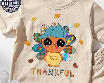 Thankful Turkey PNG: Patchwork Fall Design Thankful Thanksgiving Turkey Png Thanksgiving Sublimation Give Thanks png Fall Shirt Design