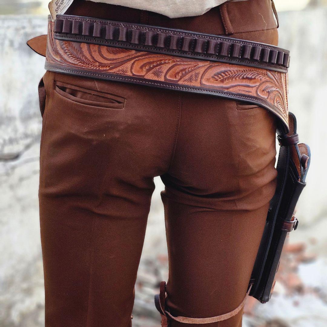Western Gun Holster With Belt Leather – Handmade Cowboy Fast Draw Rig ...