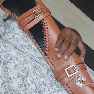 Mare&#39;s Leg Holster Scabbard Handmade Genuine Buff Leather Fit for Rossi Henry Winchester Puma Bounty Chiappa