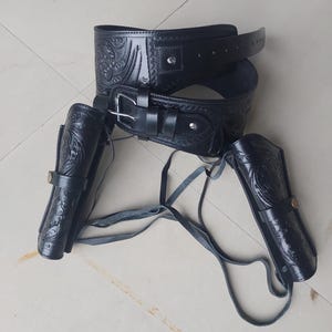 Revolver Dual holster Belt Western Cowboy Leather Made Custom Handmade fit for 4 inch to 6.5 inch barrel .22 .35/357 .44/45 Cal Dual Color