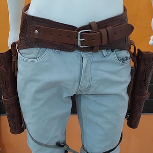 Revolver Dual holster Belt Western Cowboy Leather Made Custom Handmade fit for 4 inch to 6.5 inch barrel .22 .35/357 .44/45 Cal Dual Color
