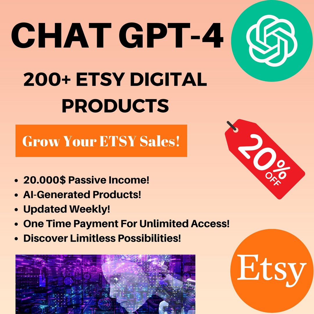 200 AI Digital Product to Sell on Etsy Chat GPT4 Etsy