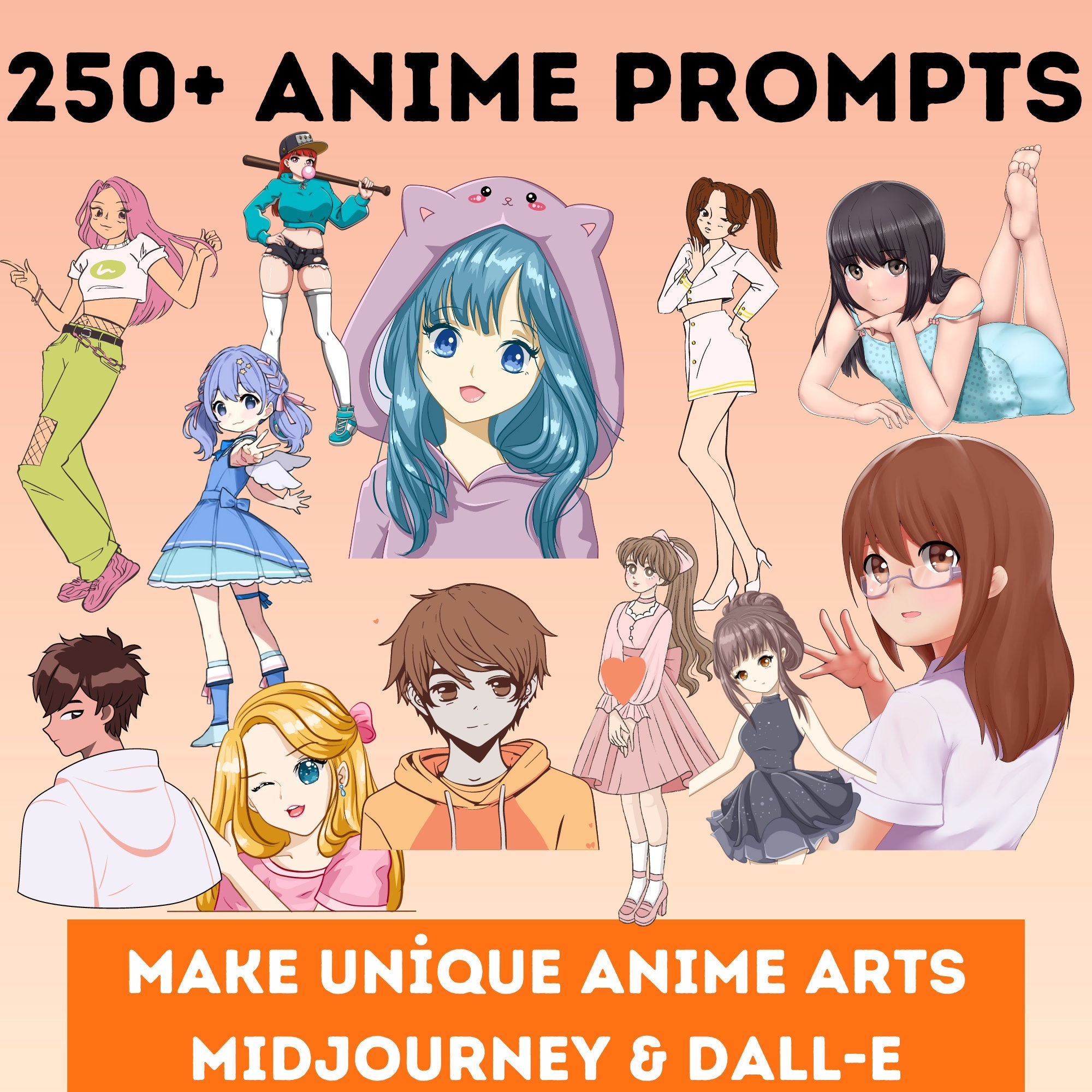 Anime Girl Prompts for Midjourney &amp; Dall-e 250 Anime Prompts Ai ...