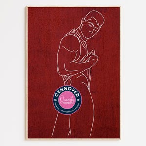 Gay Art, Gay Couple, Gay Print Poster, Home Decor Wall Art, Gay Painting, Gay Gifts, LGBTQ+ Wall Poster | Hungry Peach