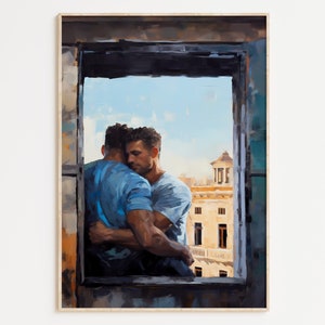 Art gay, Couple gay, Affiche imprimée gay, Art mural de décoration intérieure, Peinture gay, Cadeaux gays, Affiche murale LGBTQ+ | Dolce Far Niente