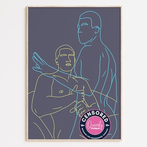 Arte gay, coppia gay, poster con stampa gay, decorazioni per la casa, dipinti gay, regali gay, poster da parete LGBTQ+ / spogliarellista