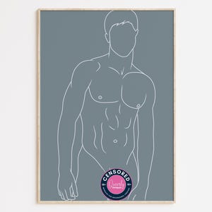 Gay Art, Gay Couple, Gay Print Poster, Home Decor Wall Art, Gay Painting, Gay Gifts, LGBTQ+ Wall Poster | Muscle Worship