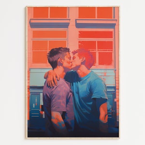 Gay Art, Gay Couple, Gay Print Poster, Home Decor Wall Art, Gay Painting, Gay Gifts, LGBTQ+ Wall Poster | Fever