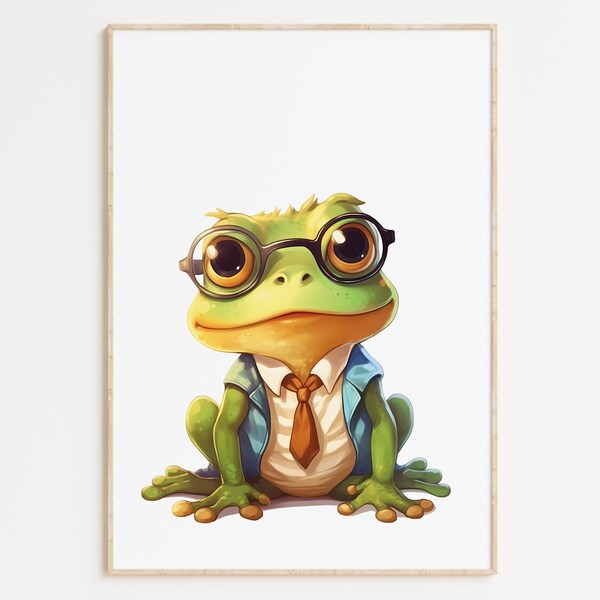 Frog Art Print Cute Minimalist Art, Nature Print, Print Aesthetic | Frogart Frogbert