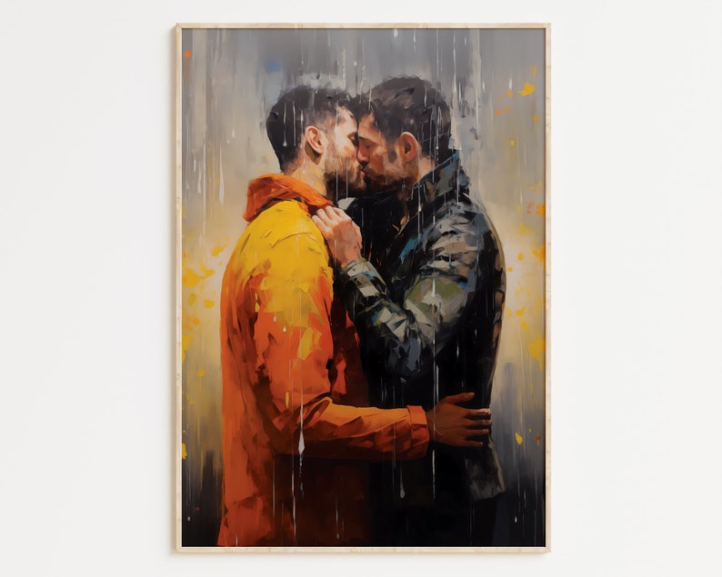Gay Art, Gay Couple, Gay Print Poster, Home Decor Wall Art, Gay Painting, Gay Gifts, LGBTQ Wall