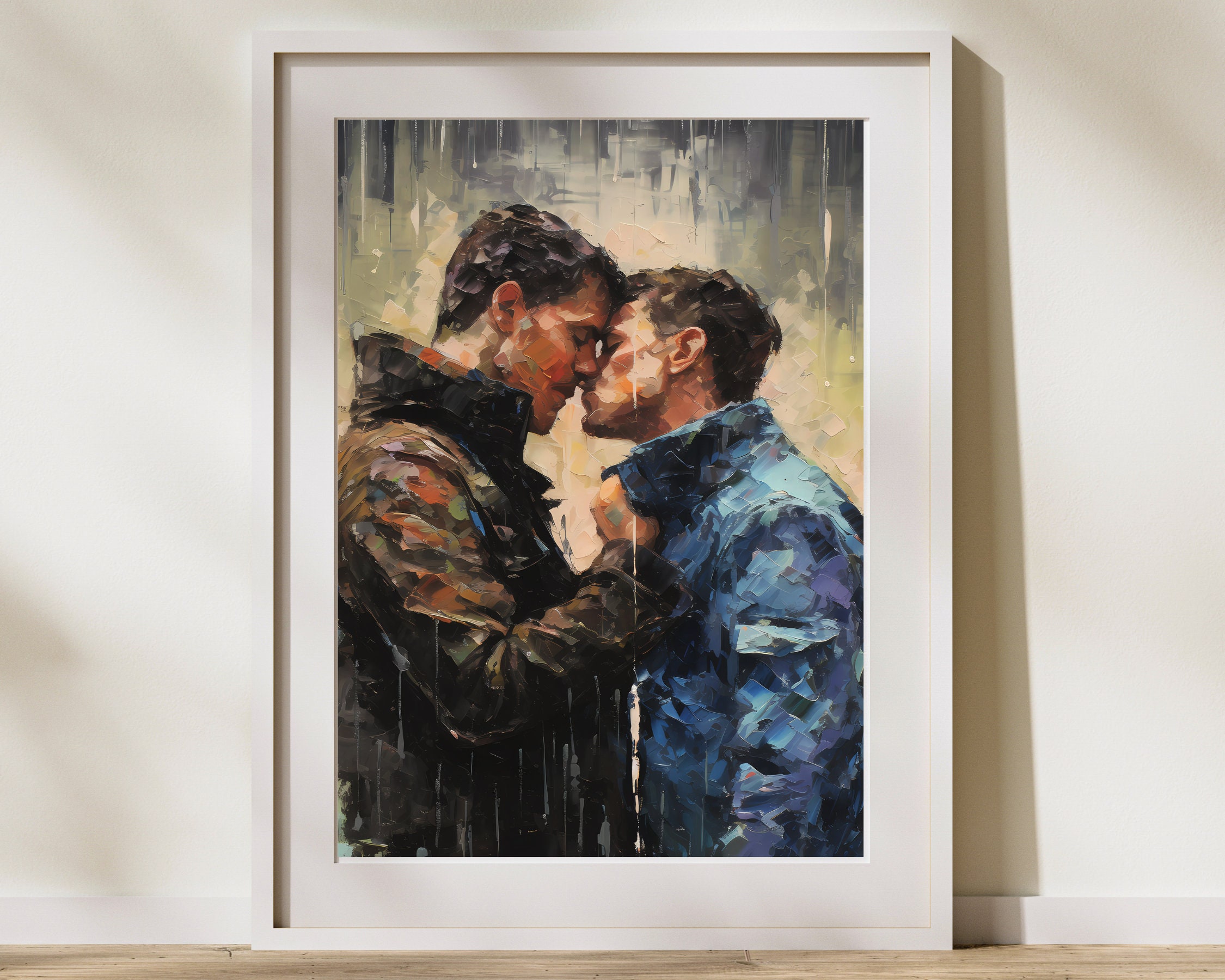 Gay Art, Gay Couple, Gay Print Poster, Home Decor Wall Art, Gay Painting, Gay Gifts, LGBTQ Wall