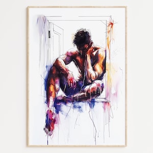 Arte gay, pareja gay, cartel de impresión gay, arte de pared de decoración del hogar, pintura gay, regalos gay, cartel de pared LGBTQ+ / serenidad de ventana
