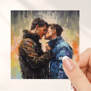 Gay Art Sticker, Gay Couple, Home Decor, Gay Painting, Gay Gifts, LGBTQ+ Sticker