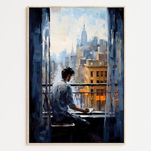 Gay Art, Gay Couple, Gay Print Poster, Home Decor Wall Art, Gay Painting, Gay Gifts, LGBTQ+ Wall Poster | Lonely City