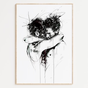 Gay Art, Gay Couple, Gay Print Poster, Home Decor Wall Art, Gay Painting, Gay Gifts, LGBTQ+ Wall Poster | Heart You