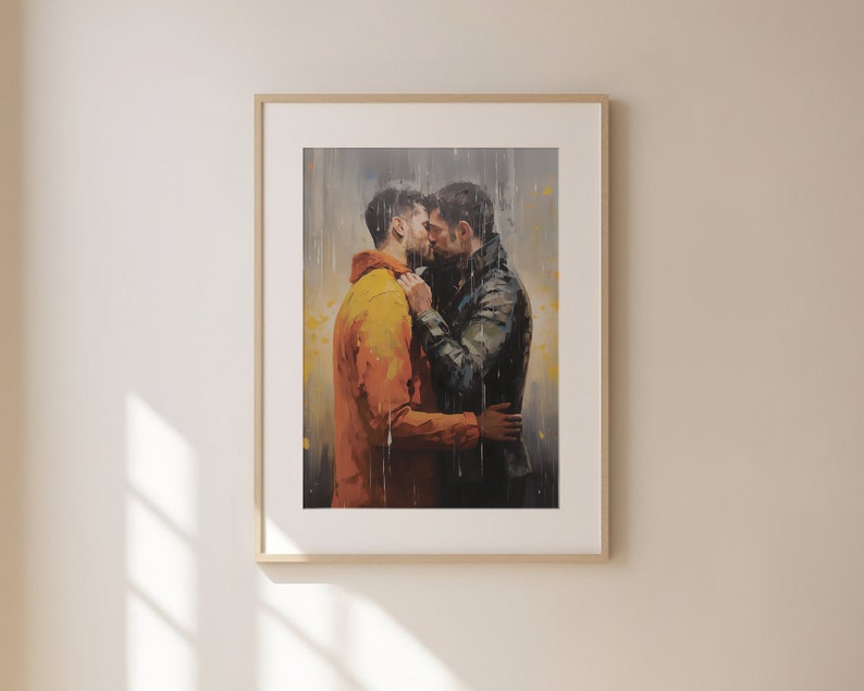Gay Art, Gay Couple, Gay Print Poster, Home Decor Wall Art, Gay Painting, Gay Gifts, LGBTQ Wall