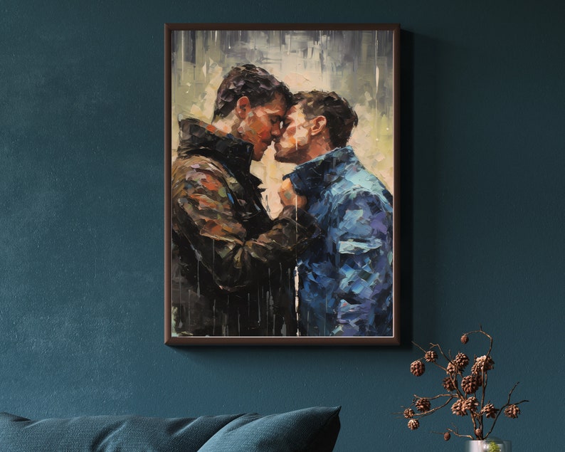 Gay Art, Gay Couple, Gay Print Poster, Home Decor Wall Art, Gay Painting, Gay Gifts, LGBTQ Wall