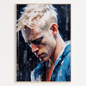 Gay Art, Gay Couple, Gay Print Poster, Home Decor Wall Art, Gay Painting, Gay Gifts, LGBTQ+ Wall Poster | Bleu