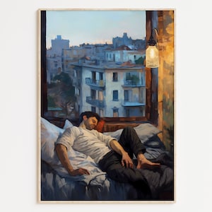 Arte gay, Coppia gay, Poster con stampa gay, Arte murale per la casa, Pittura gay, Regali gay, Poster da parete LGBTQ+ / Siesta
