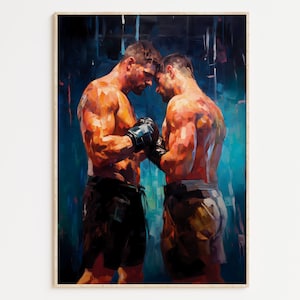 Gay Art, Gay Couple, Gay Print Poster, Home Decor Wall Art, Gay Painting, Gay Gifts, LGBTQ+ Wall Poster | Love Fighters