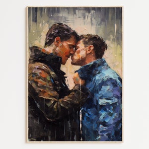 Gay Art, Gay Couple, Gay Print Poster, Home Decor Wall Art, Gay Painting, Gay Gifts, LGBTQ+ Wall Poster | Wet Lovers