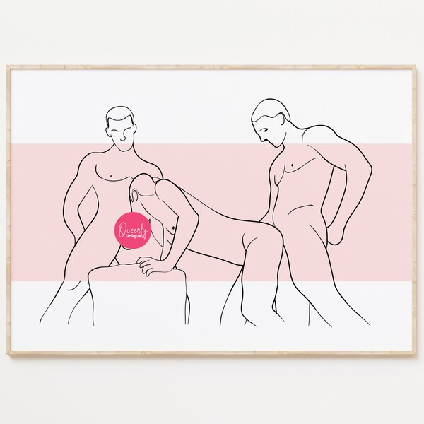 Gay Art, Gay Couple, Gay Print Poster, Home Decor Wall Art, Gay Painting, Gay Gifts, LGBTQ+ Wall Poster | Woodland Tryst