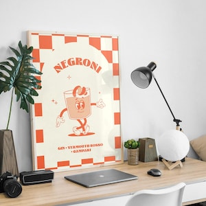 Retro Cartoon Negroni Cocktail Print