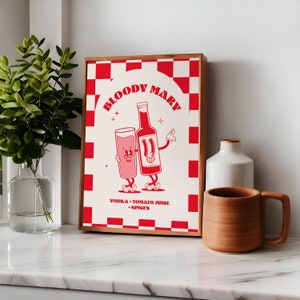 Retro Cartoon Bloody Mary Cocktail Print