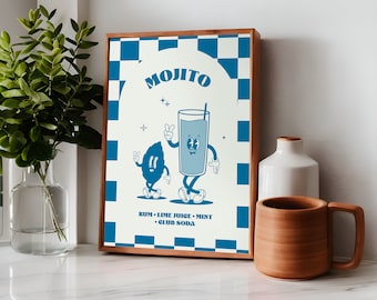 Retro Cartoon Mojito Cocktail Print