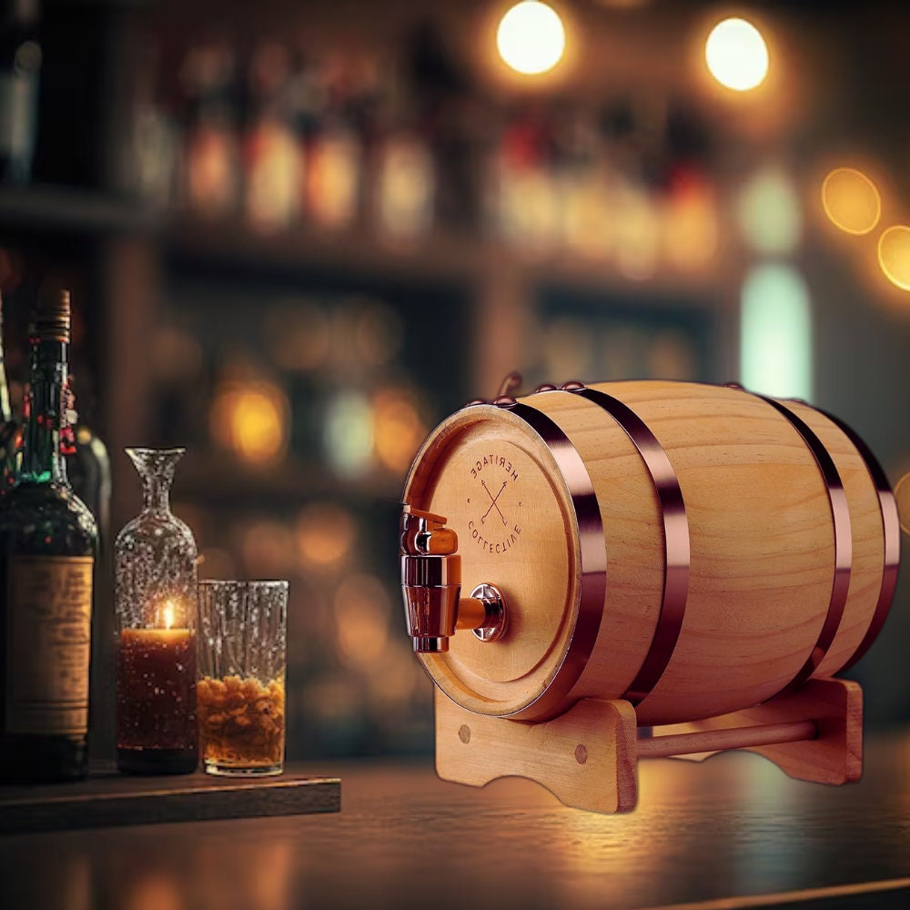 Refinery Wooden Keg Whiskey Barrel Decanter Beer Wine Drinking Etsy