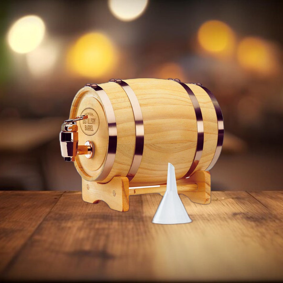 Refinery Wooden Keg Whiskey Barrel Decanter Beer Wine Drinking Etsy