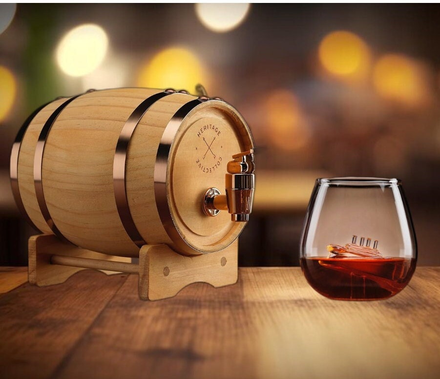 Refinery Wooden Keg Whiskey Barrel Decanter Beer Wine Drinking Etsy