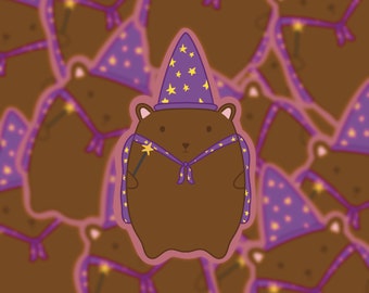 Cute Wizard Bear Sticker | Bear Wizard Sticker | Magic Bear Sticker