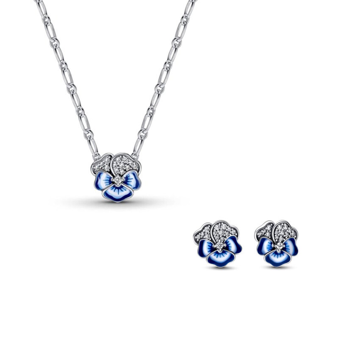 Pandora Blue Pansy Jewelry Set 47cm Etsy