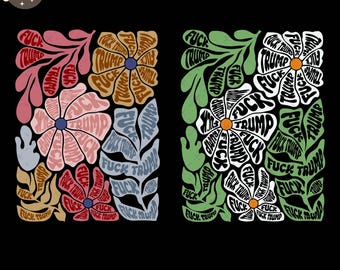 2 Desgins Floral Anti Trump AF png, Subtle F*ck Trump Png, Ditsy Floral Anti Trump Png,Democrat Liberal Png Trump Parody,Anti Republican Png