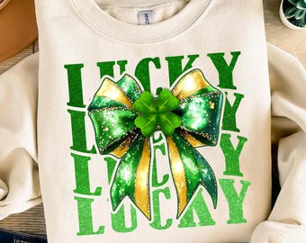 Glitter St Patrick's Day Coquette PNG, Coquette Bow St Patty's Day png, Lucky Shamrock PNG, St Patricks Shirt Design, Lucky Png, Irish Png