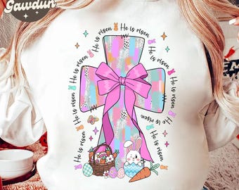 He Is Risen Png, Christian Easter Cross Png, Easter Coquette Bow Png, Jesus Easter Png, Easter Day Png, Easter Vibes Png,Spring Shirt Design