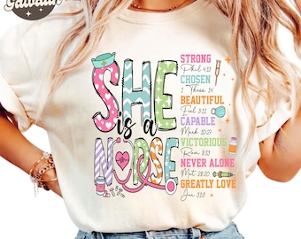 She Is Nurse Png, Nurse's Day 2025 Png, Religious Png, Retro Floral Nursing Shirt, Christian Png, Nurse Life, Bible Verse Png,Gift For Nurse