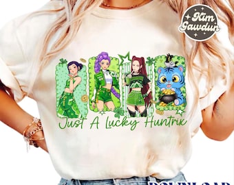 K Pop Huntrix St Patrick's Day Png, St Patrick's Day Demon Hunters Png, Patrick's Day Saja Girls Png, Kpop Idol Group Shirt Design