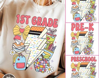 Preppy Back To School PNG-bundel Coquette Potloodstrik Cijfers Kleuterschool Pre-K 1e 2d 3d 4e 5e 6e 7e 8e Doodle handgetekende leraar