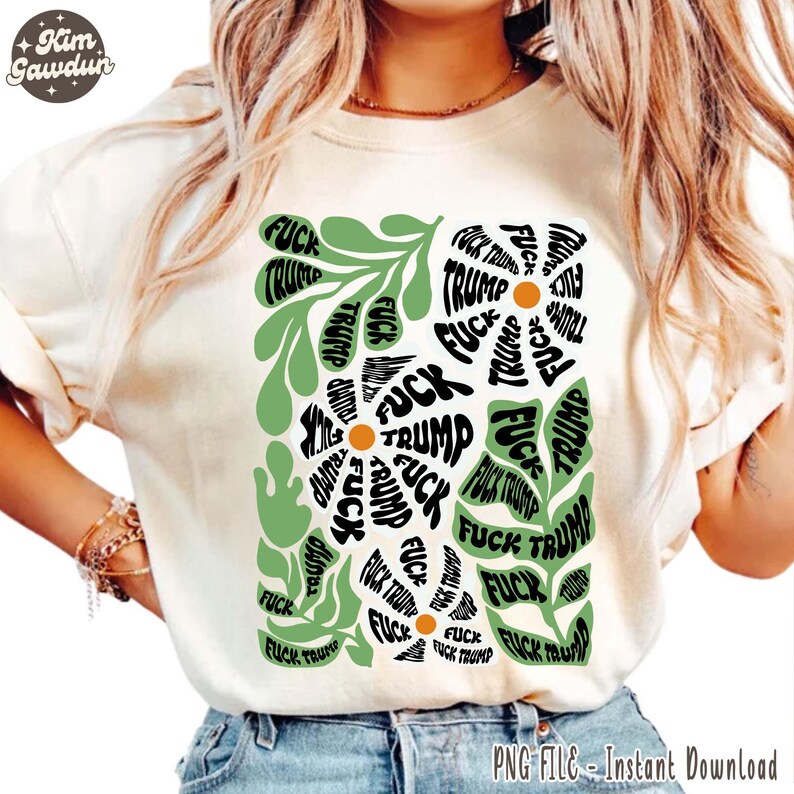 Subtle F*** Trump TShirt Floral Tee Resistance Gift For Democrat Liberalism Tuck Frump Protect Democracy LGBTQ Rights Resist Protest main image 0