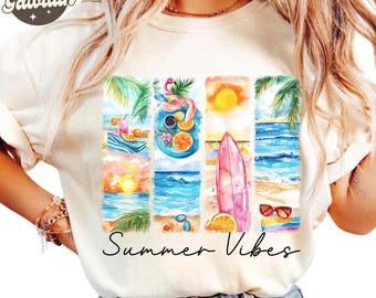 Summer Vibes PNG, Flamingo Summer PNG, Summer Png, Retro Summer Png, Beach Png, Hello Summer Png, Summer Vacation Png, Tropical Summer png