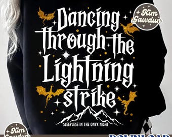 Onyx Storm PNG Digital Download, Dancing Through The Lightning Strikes, Fourth Wing Dragon PNG, Dragon Lover Gift