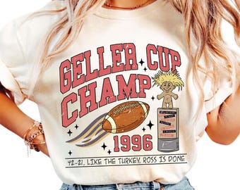 Geller Cup-kampioen png, Friendsgiving Ross & Monica, grappige Thanksgiving voetbal PNG, Geller Cup Champ-sweatshirt