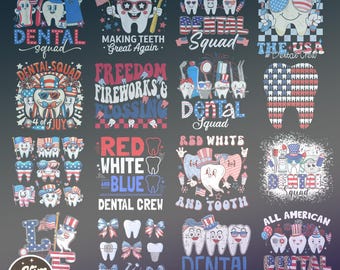20+ Dental 4th of July Png, All American Dentist Png, Dental Hygienist 4th of July, Dentist Squad, Red White And Dental, US Flag