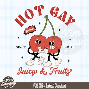 Fruity Cherries LGBT PNG – Hot Gay Summer Digital File – Funny Queer Pride Sublimation – Juicy & Fruity Cartoon Gay Pride Download