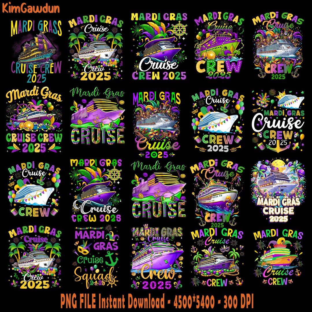 25 Mardi Gras Cruise Crew Png Bundle, Mardi Gras Cruise Crew 2025